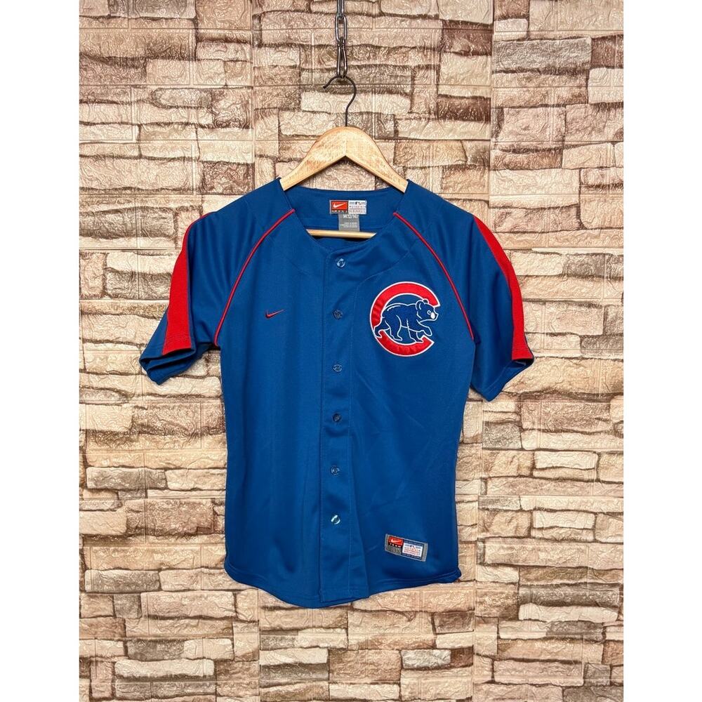 blue Nike Team MLB Chicago Cubs embroidered jersey youth size Medium